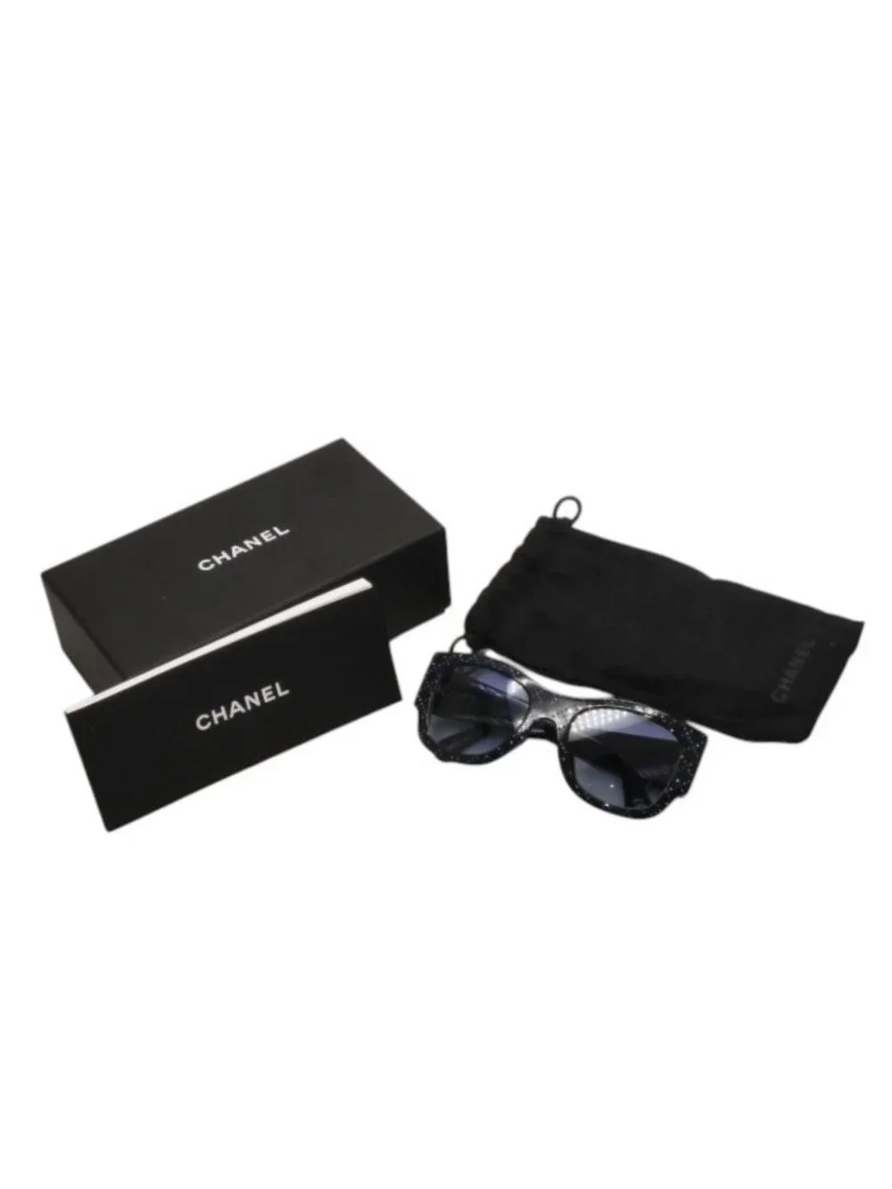 Chanel Sunglasses Eyewear CC Logo Rhinestone Navy